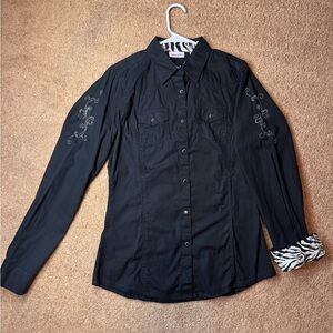 Wrangler Black Shirt with Zebra Print Accents